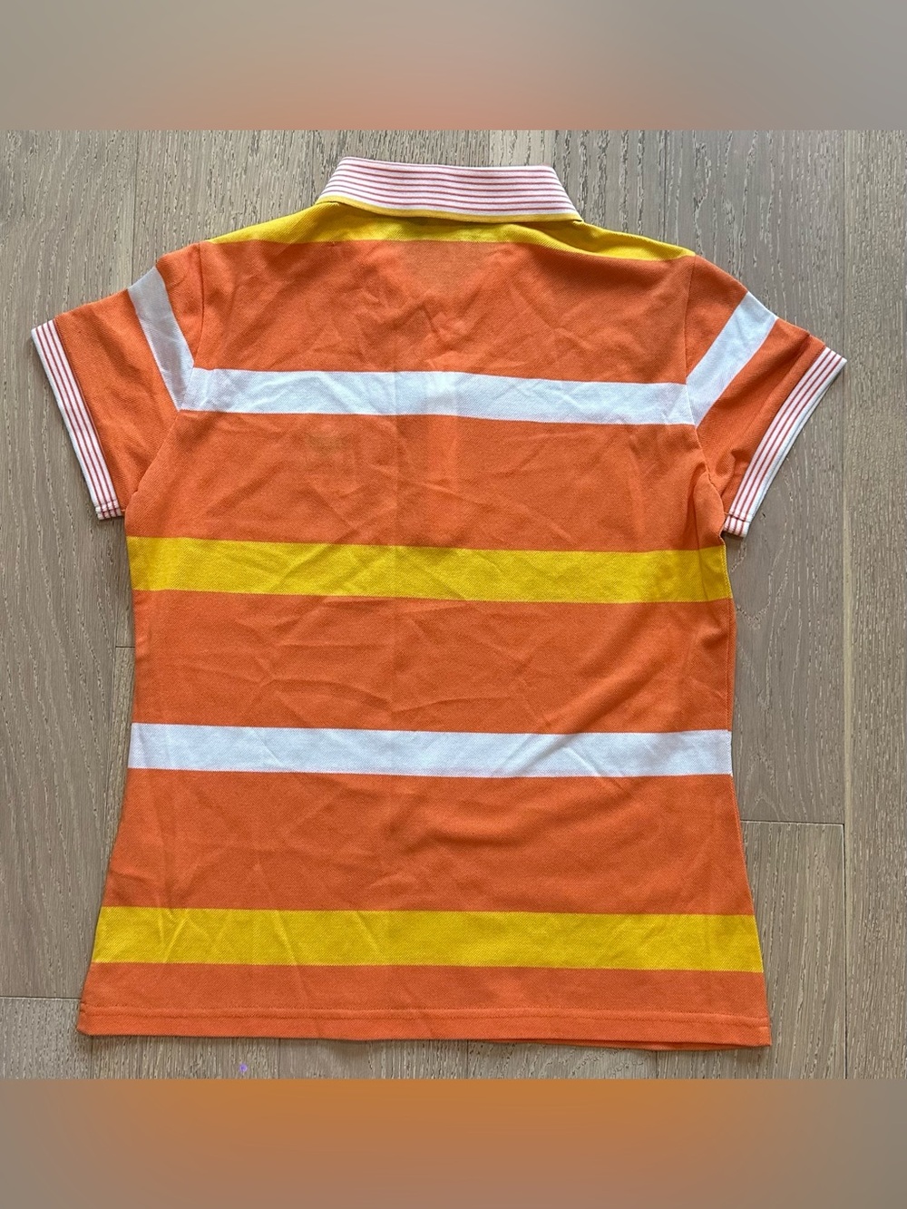 Paul Frank Julius Golf Polo Shirt Women’s S Orange Yellow Striped Size 38 - Picture 3 of 7